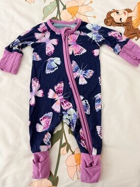 Little Sleepies Preemie Royal Butterflies convertible, sleeper pajama